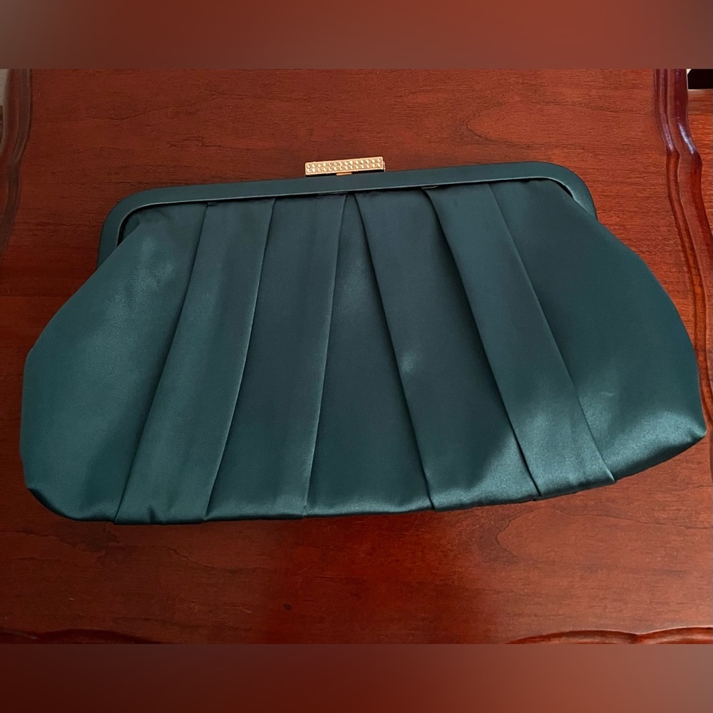 Amazon - brand; Color - Emerald Green; Satin Clutch with strap